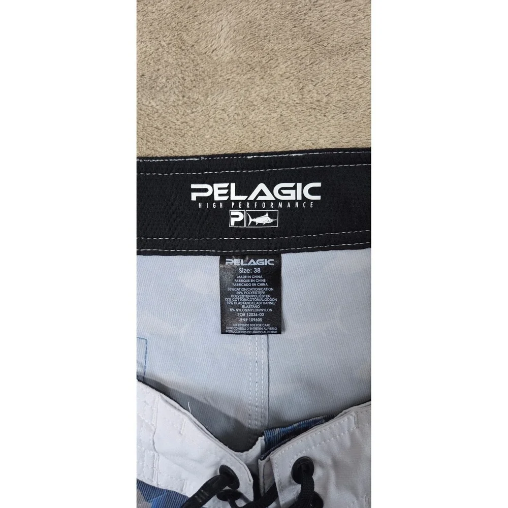 Pelagic High Performance Sharkskin Offshore Board Short 38 USA Flag Fish AOP EUC